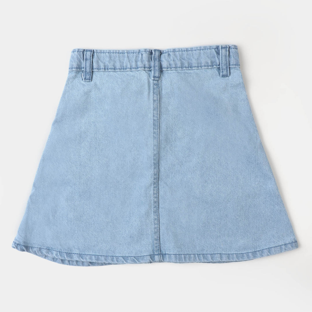 Girls Denim Skirt Mushrooms - Ice Blue