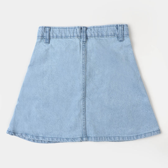 Girls Denim Skirt Mushrooms - Ice Blue