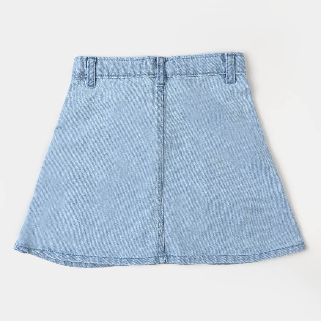 Infant Girls Denim Skirt Mushrooms - Ice Blue