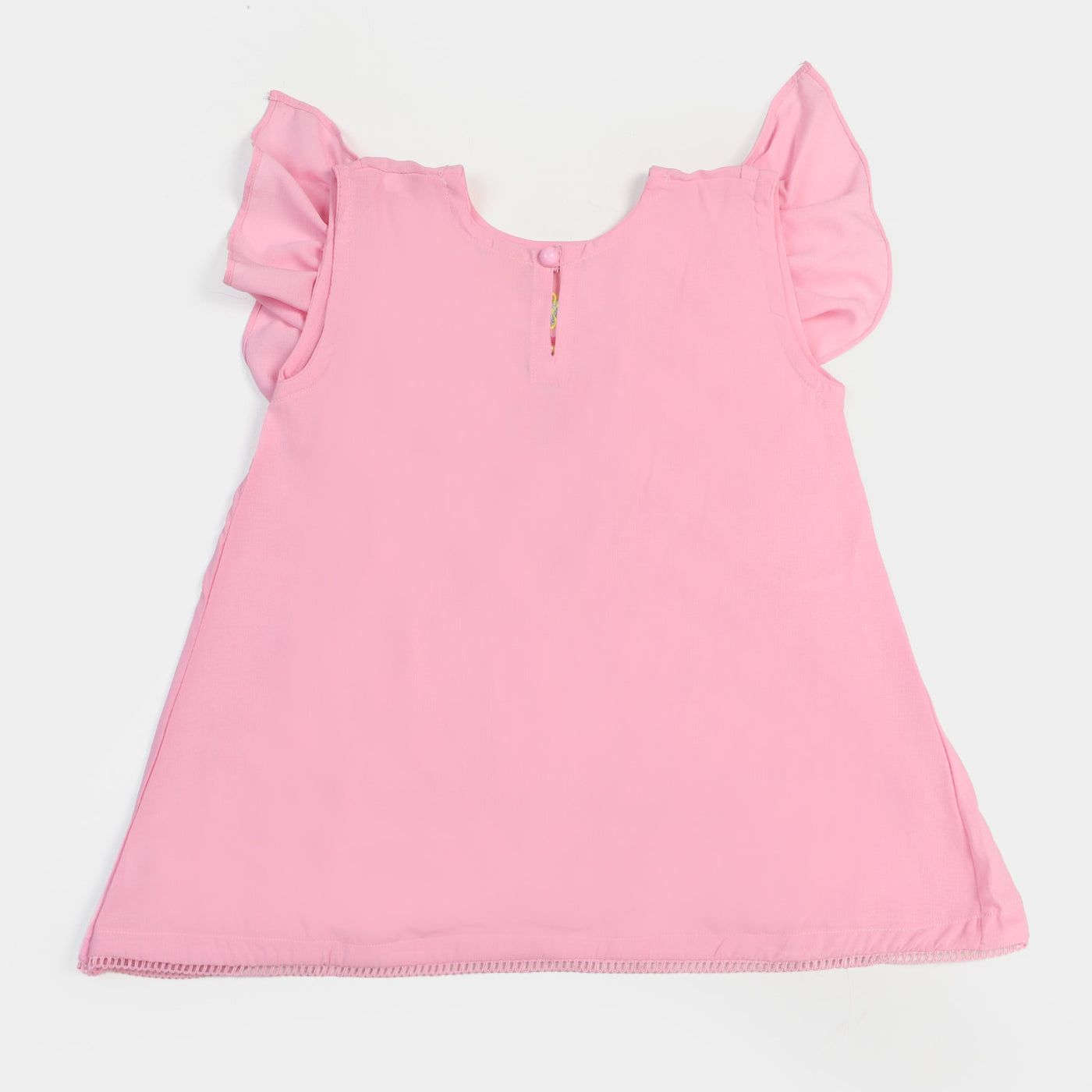 Girls Viscose Embroidered Top Sequence - Pink