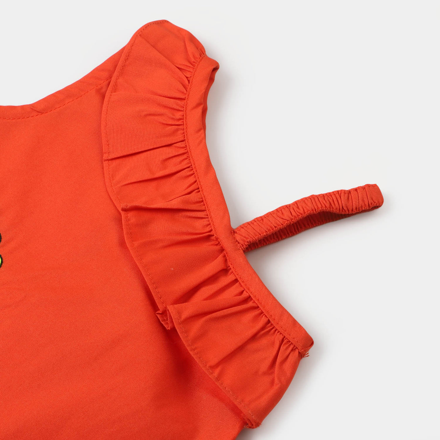 Infant Girls Cotton Embroidered Top Hello Summer - Orange