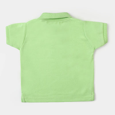 Infant Boys Cotton Polo T-Shirt Zebra - Green