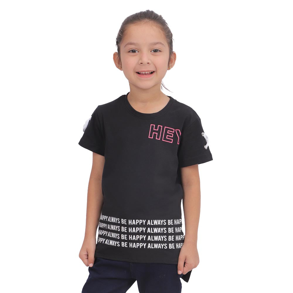 Girls T-Shirt Hey - BLACK