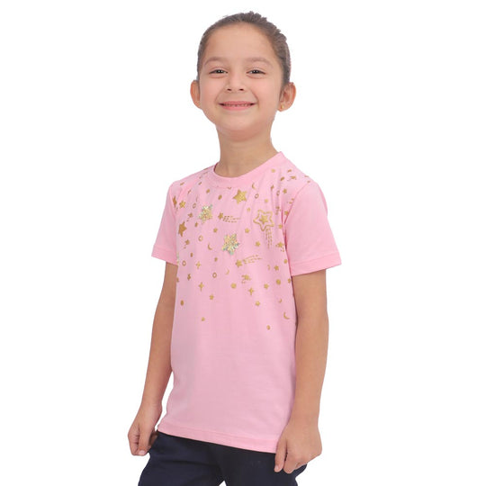 Girls T-Shirt H/S Stars - Pink A Boo