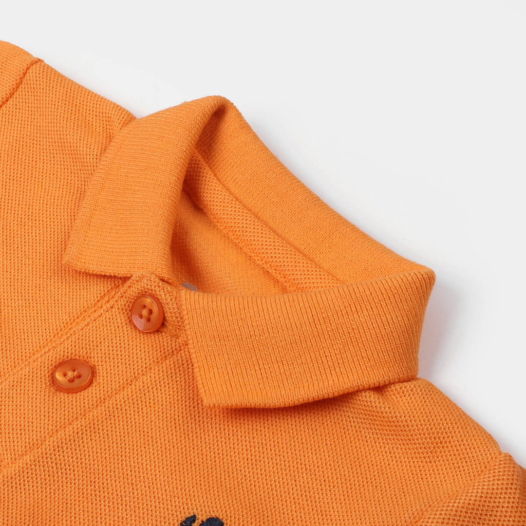 Infant Boys Cotton Basic Polo T-Shirt - Orange