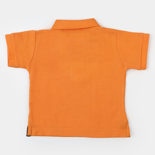 Infant Boys Cotton Basic Polo T-Shirt - Orange