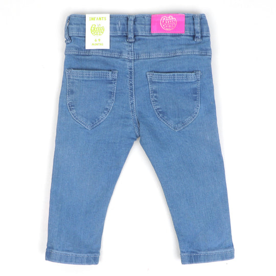 Infant Girls Pant Denim Sequins Tape -Ice Blue