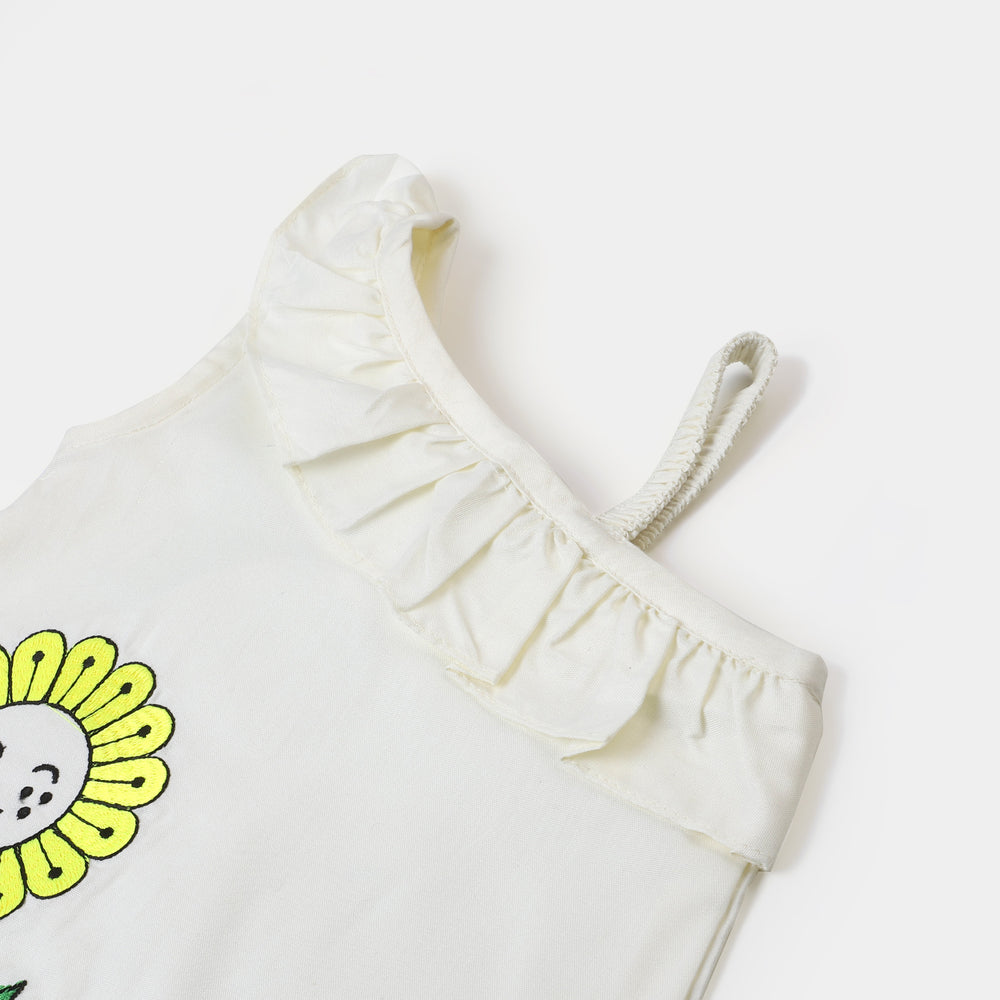 Infant Girls Cotton Embroidered Top Hello Summer - Off White