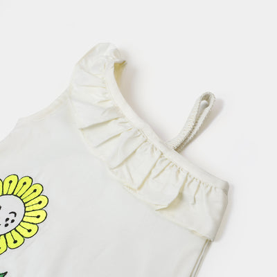 Infant Girls Cotton Embroidered Top Hello Summer - Off White