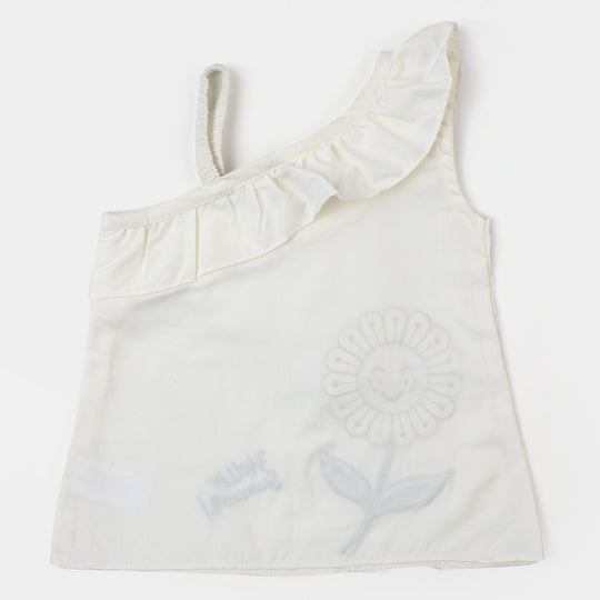 Infant Girls Cotton Embroidered Top Hello Summer - Off White