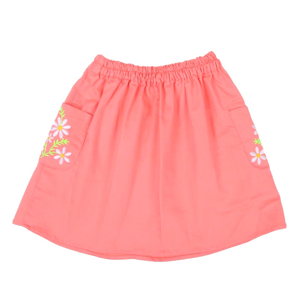 Girls Skirts Pockets Emb - Peach