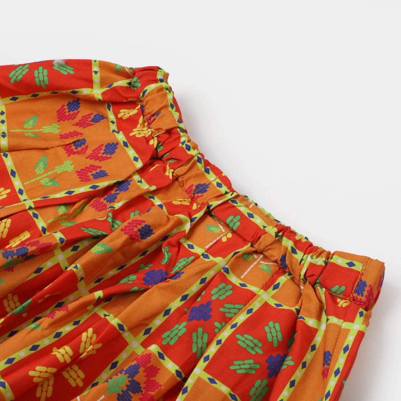 Girls Digital Print Cotton Long Skirt - Multi