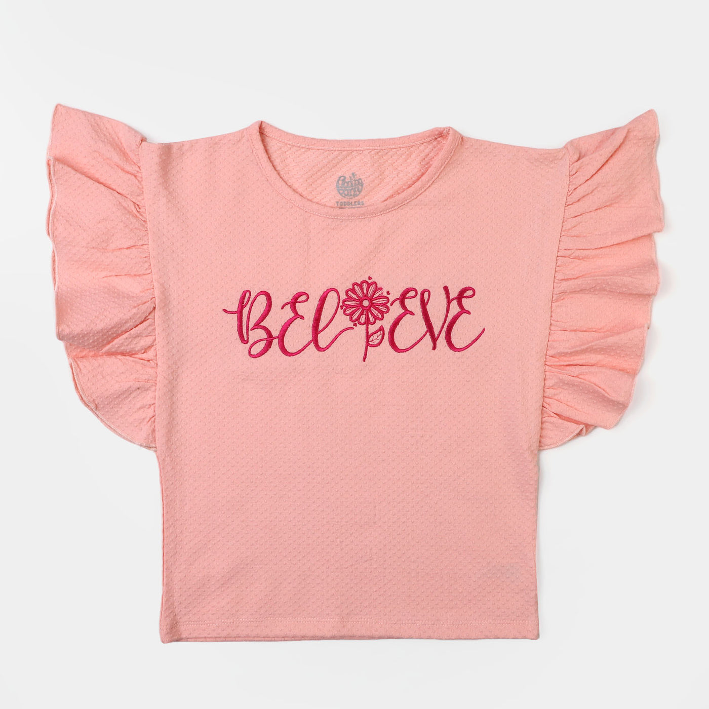 Girls Cotton T-Shirt Believe | Peach