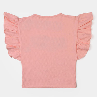 Girls Cotton T-Shirt Believe | Peach