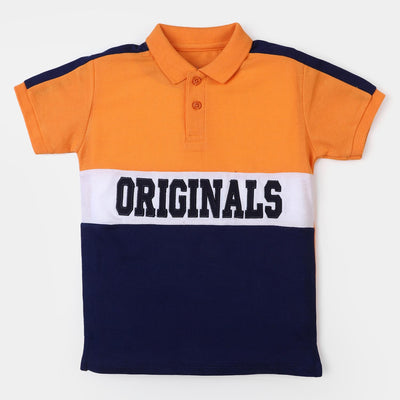 Boys Cotton Polo T-Shirt Originals - Navy/Orange