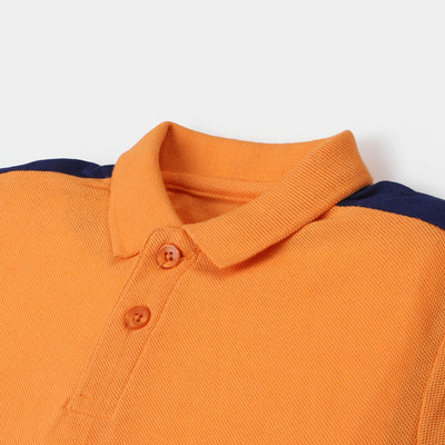 Boys Cotton Polo T-Shirt Originals - Navy/Orange