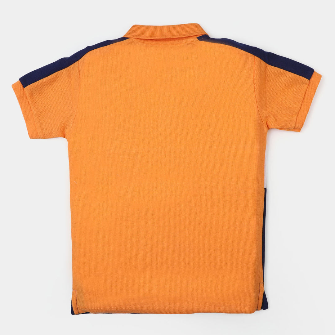 Boys Cotton Polo T-Shirt Originals - Navy/Orange