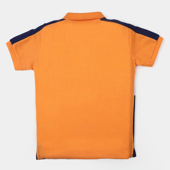 Boys Cotton Polo T-Shirt Originals - Navy/Orange