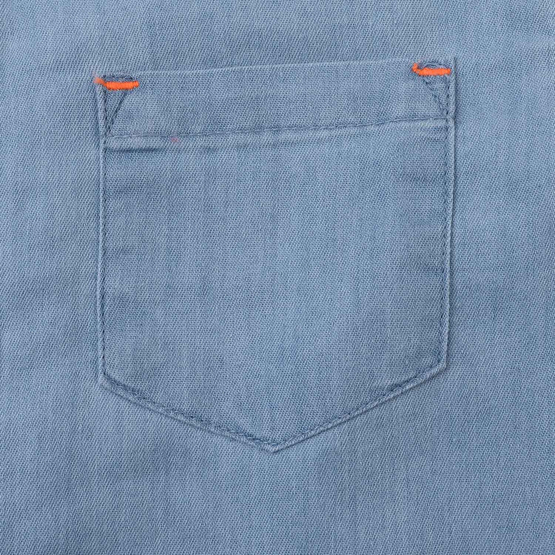 Boys Denim Basic Casual Shirt - Light Blue
