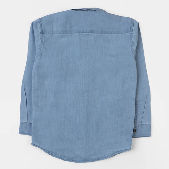 Boys Denim Basic Casual Shirt - Light Blue