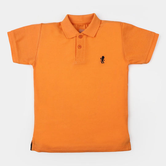 Boys Cotton Basic Polo T-Shirt - Orange