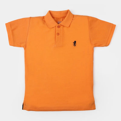 Boys Cotton Basic Polo T-Shirt - Orange