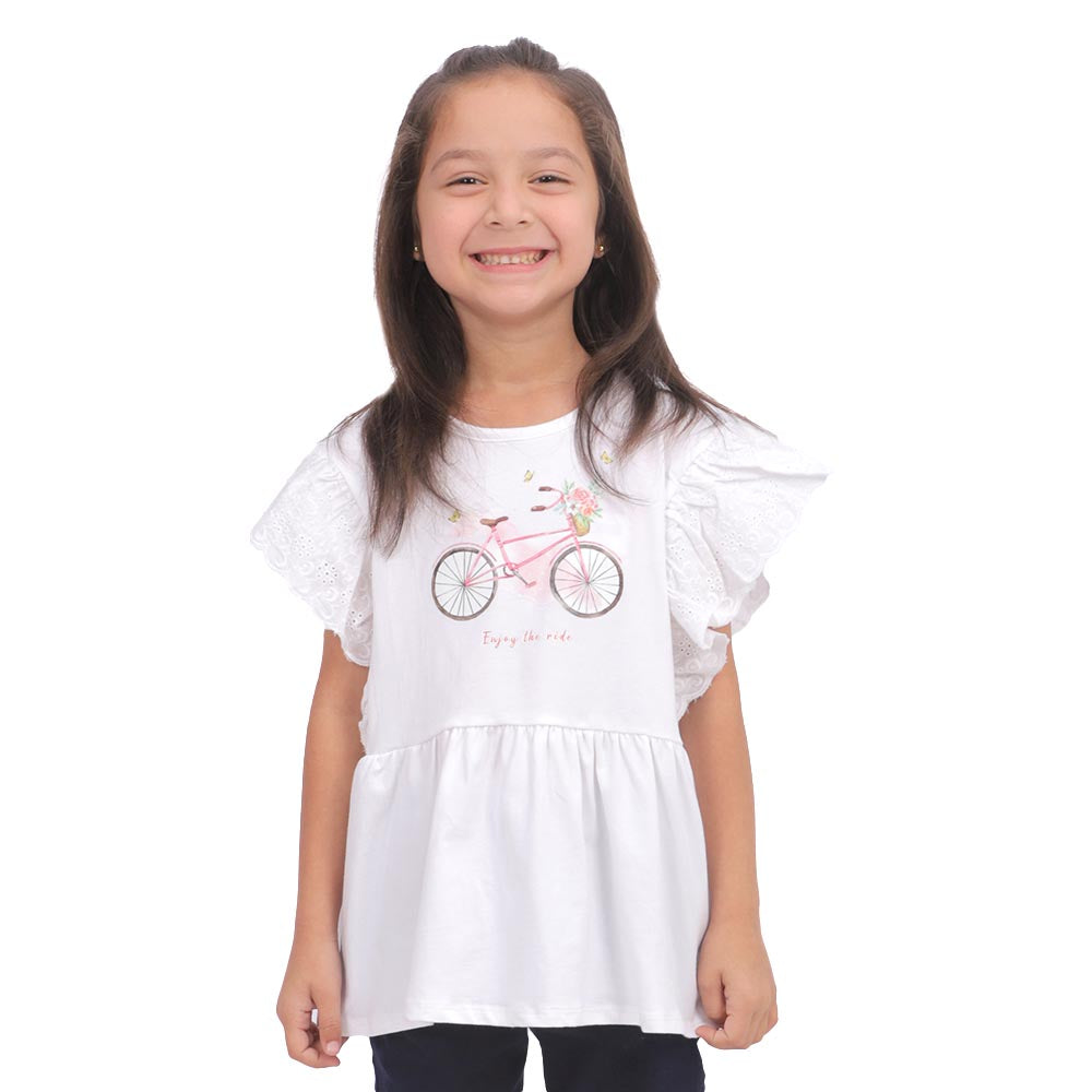 Girls T-Shirt Ride - Bright White