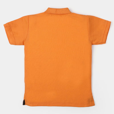 Boys Cotton Basic Polo T-Shirt - Orange