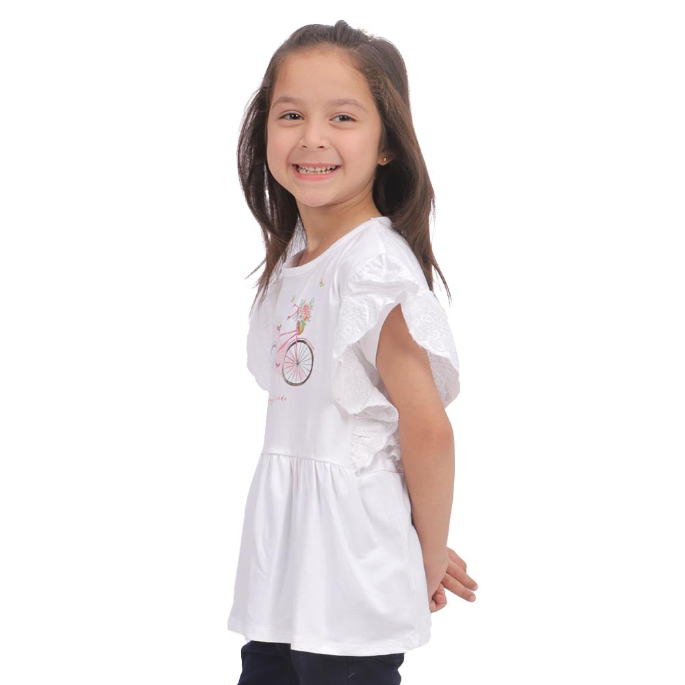 Girls T-Shirt Ride - Bright White