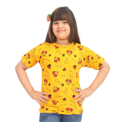 Girls T-Shirt H/S Mouse AOP-Saffron