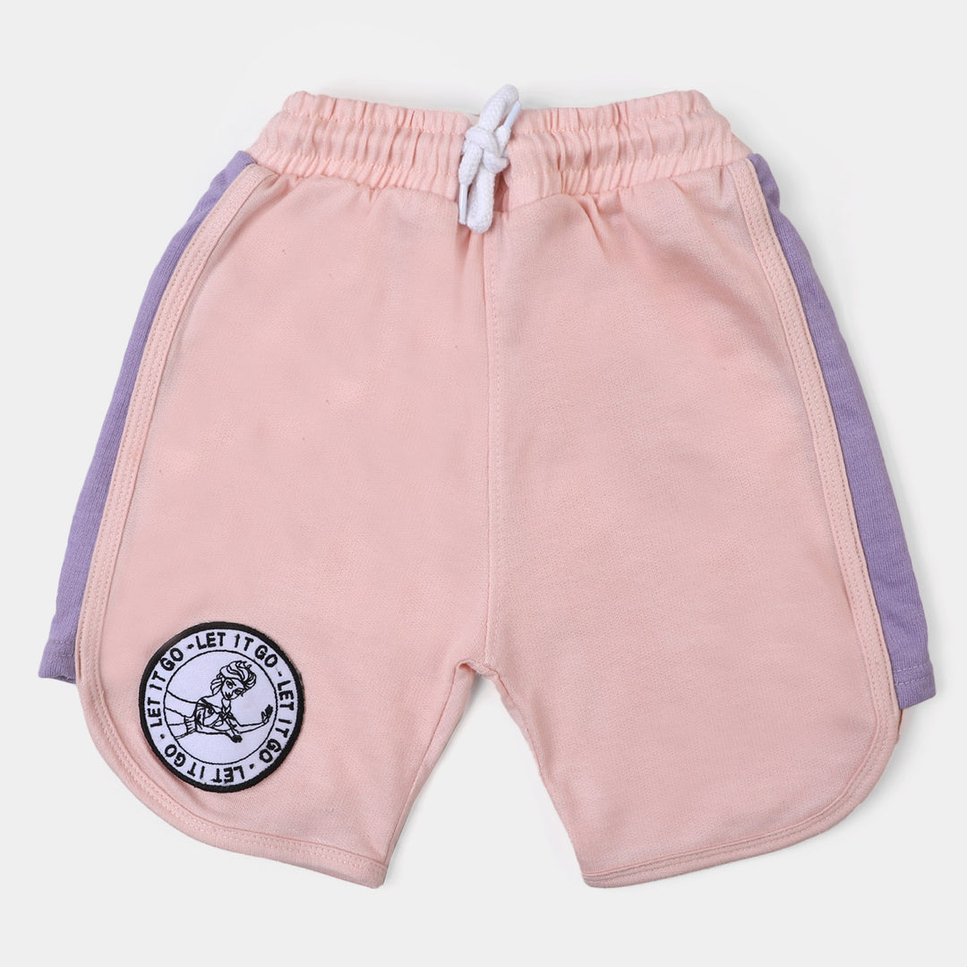 Girls Cotton Terry Short Character - Pink