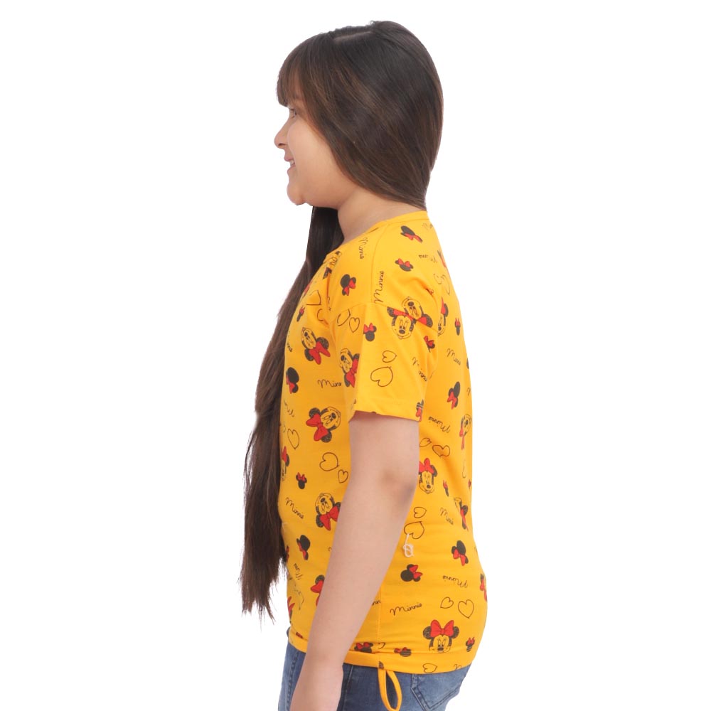 Girls T-Shirt H/S Mouse AOP-Saffron