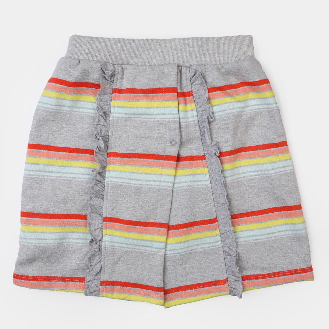 Girls Cotton Terry Short Striper - Grey