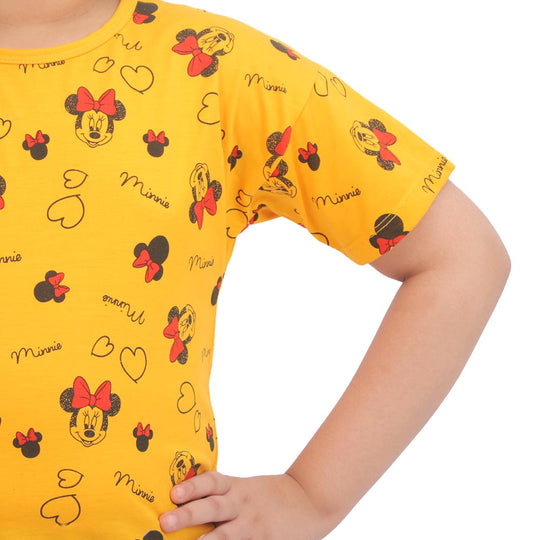 Girls T-Shirt H/S Mouse AOP-Saffron