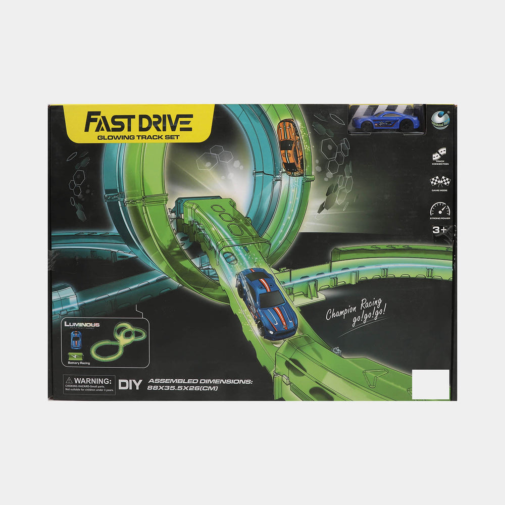 Super Fast Racing Car Glowing Track Play Set For Kids