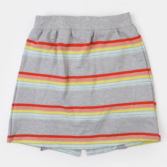 Girls Cotton Terry Short Striper - Grey