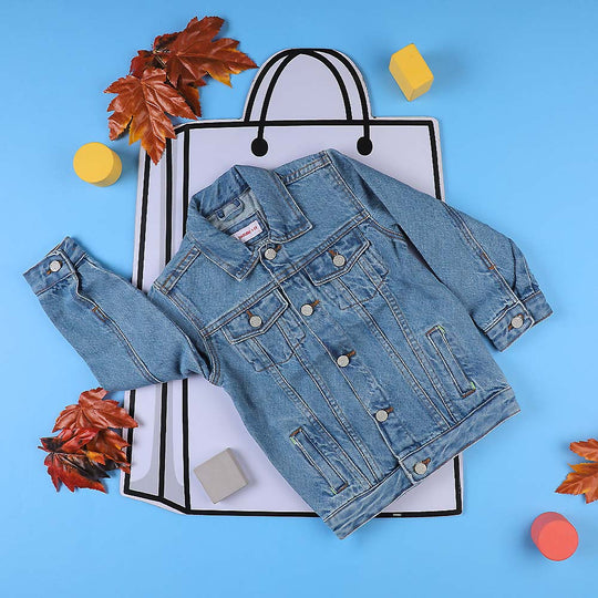 Basic Denim Jacket For Boys - Light Blue