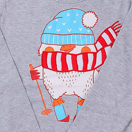 Winter Penguin T-Shirt For Girls - Grey