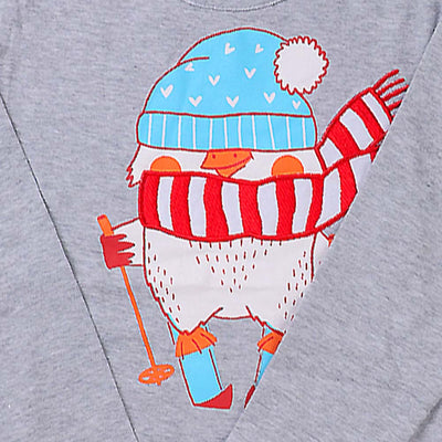 Girls T-Shirt Winter Penguin -Grey