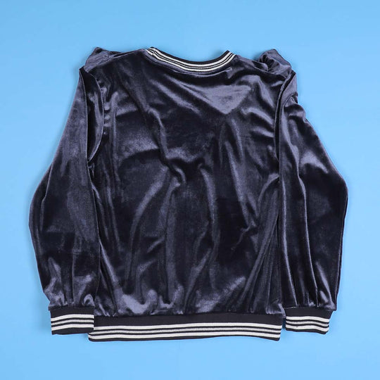 Teens Girls Sweatshirt Velvet Frill - Navy