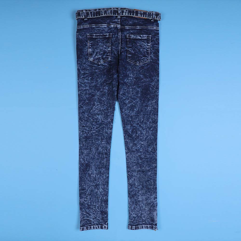 Girls Pants Denim Hem Zip - Random wash