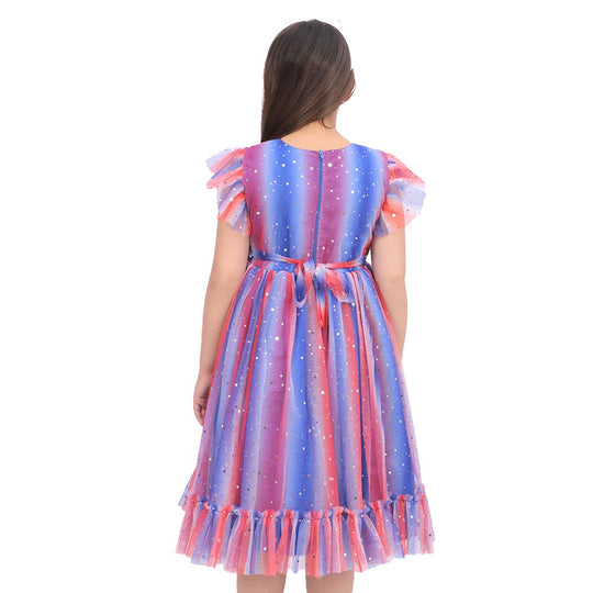 Girls Fancy Frock Shimmer Stars - Multi