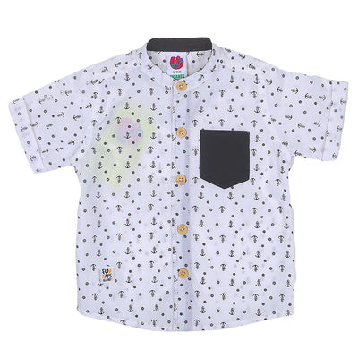 Infant Boys Shirt Printed Anchor - White Prin