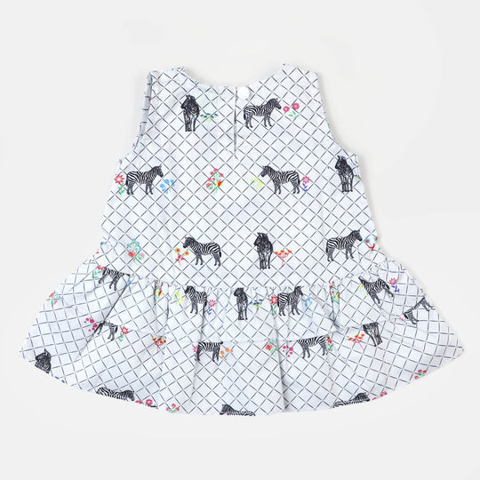 Infant Girls Digital Print Casual Top Zebra | White