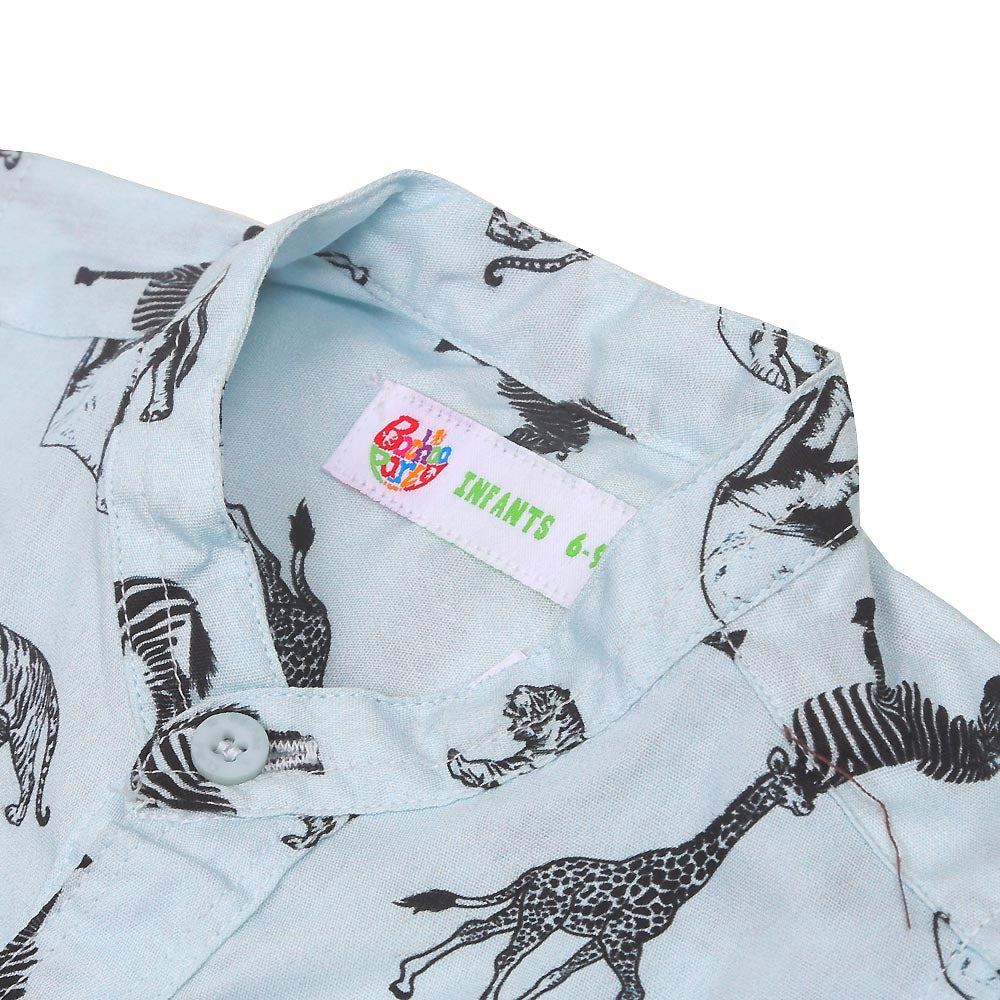 Infant Boys Casual Shirts Aop Animals - Sky Blue