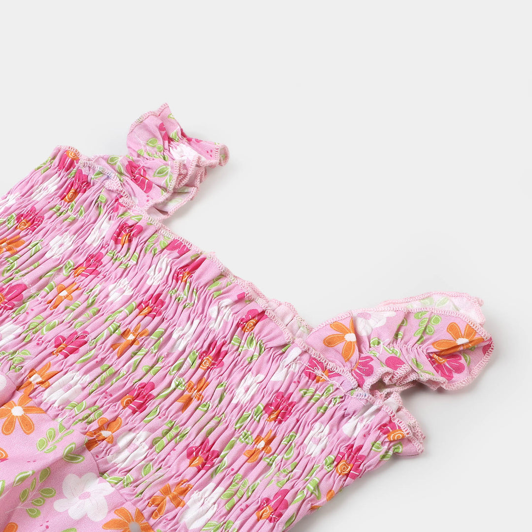 Infant Girls Woven Romper Floral Flower - Pink