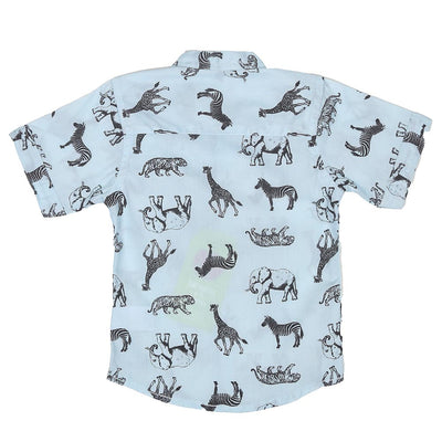 Infant Boys Casual Shirts Aop Animals - Sky Blue
