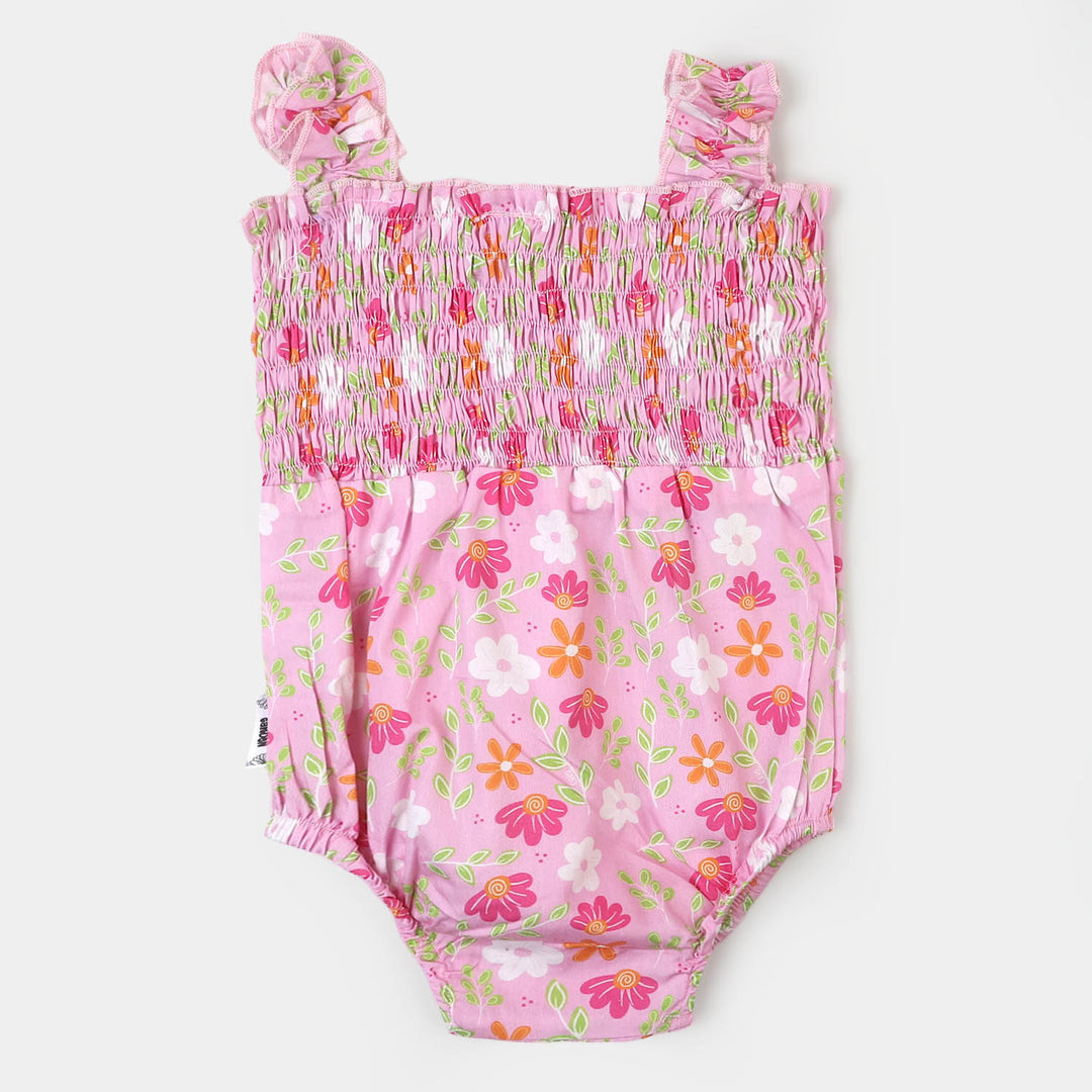 Infant Girls Woven Romper Floral Flower - Pink