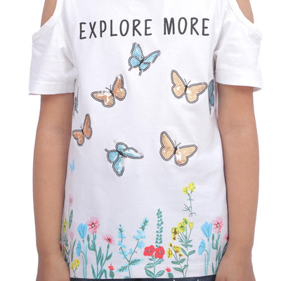 Girls T-Shirt Explore More - White