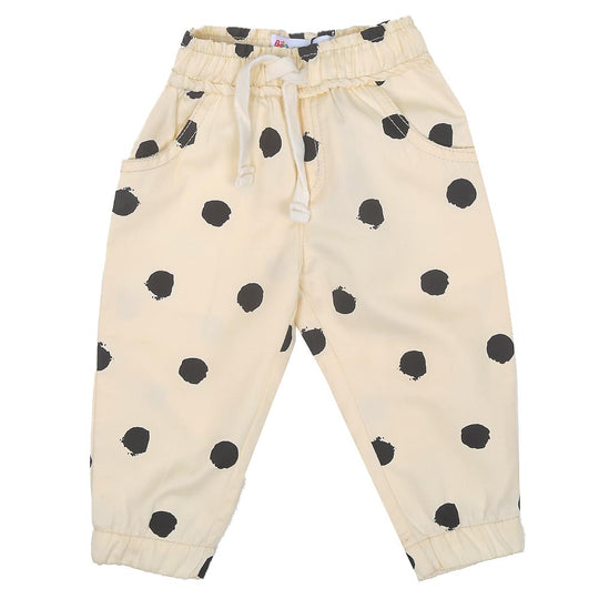 Infant Girls Cotton Pant Aop Dots - Off-White